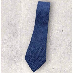 CHURCH'S Wool Tie ITALY XL Blue Herringbone W:3.2" EUC